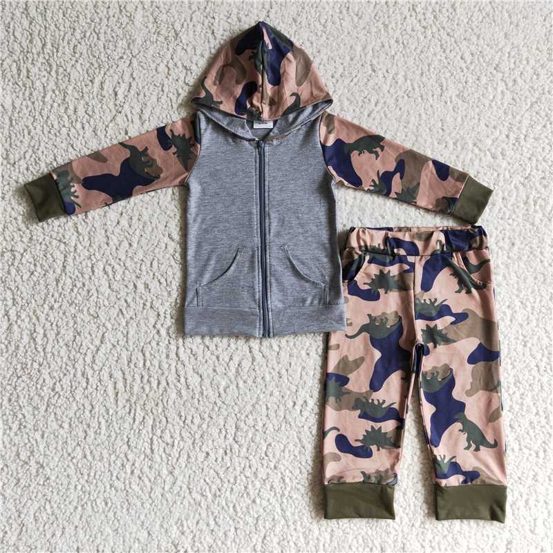 4.18zipper camo boys winter hooded coats suit hoodie outfits kids clothes