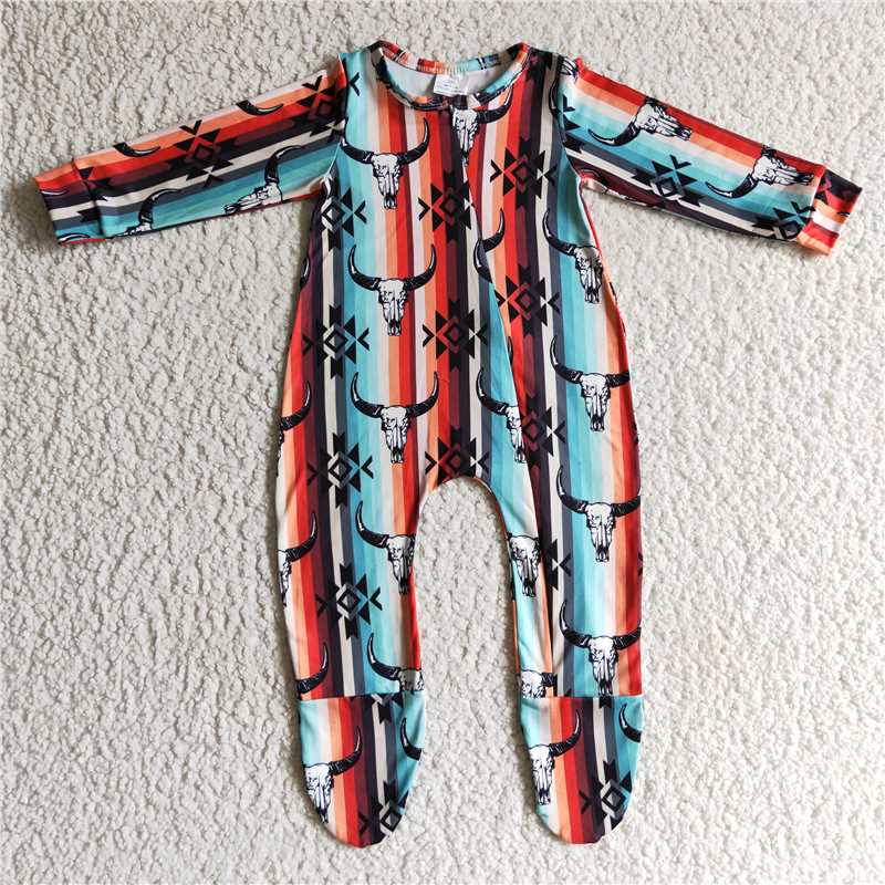 5.12Western Zip Sleeper romper with feet long sleeve jumpsuit4.17