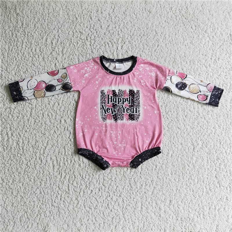 happy new year bubble girls romper kids clothes
