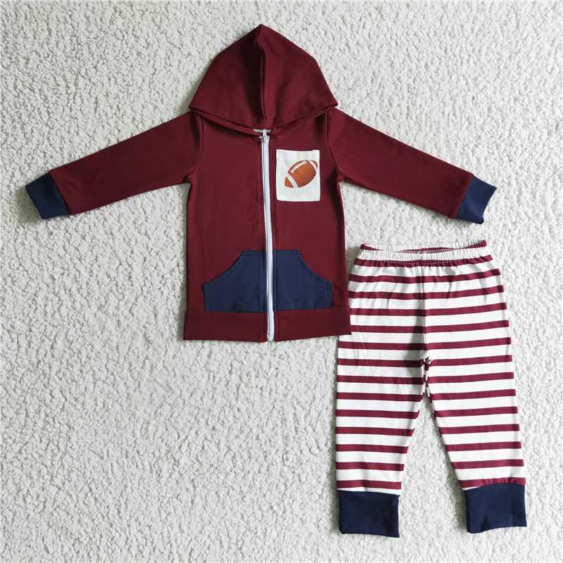 4.15zipper football boys winter hooded coats suit hoodie outfits kids clothes
