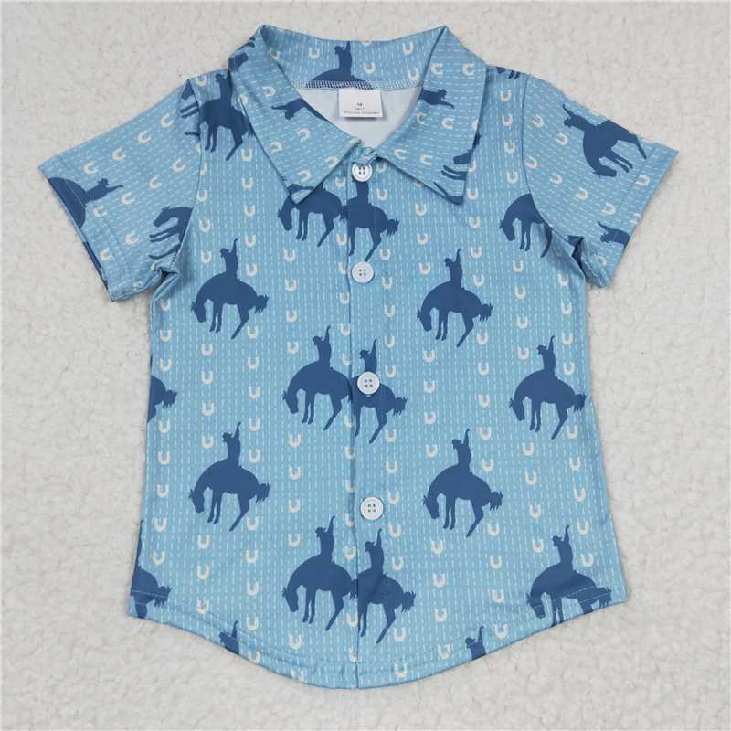 4.23west cowboy short sleeve shirt boys summer button top