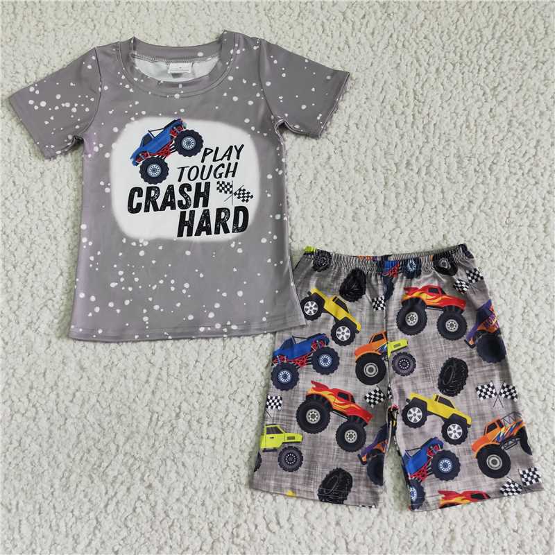 play tough crash hard racing summer sets short sleeve shirt and shorts 2 pieces suit