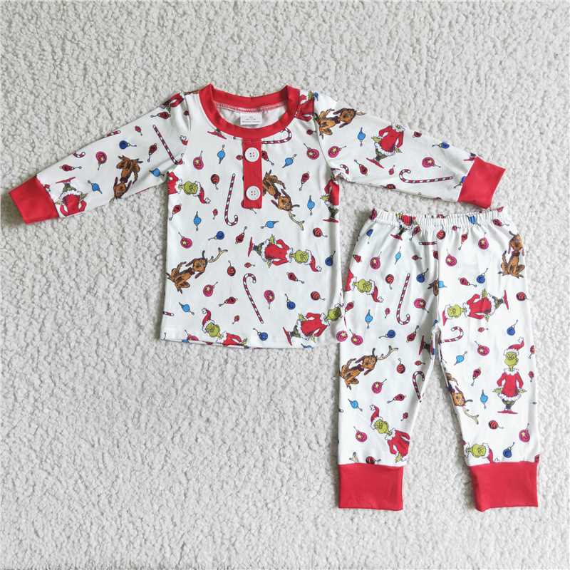 Christmas pajamas suit boys grinch outfits fall winter sets