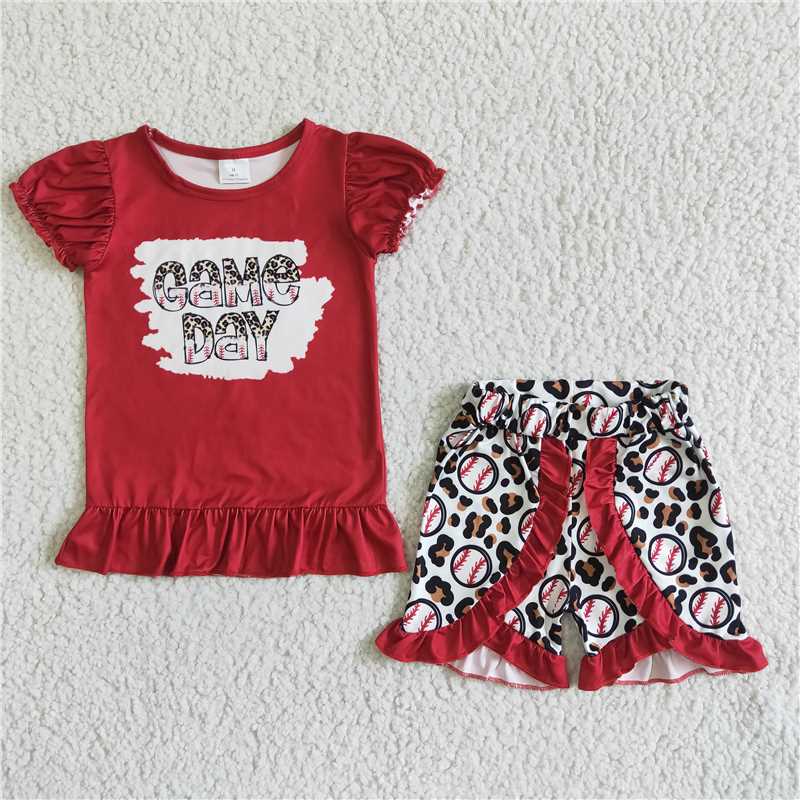 game day baseball girls summer sets shorts suit