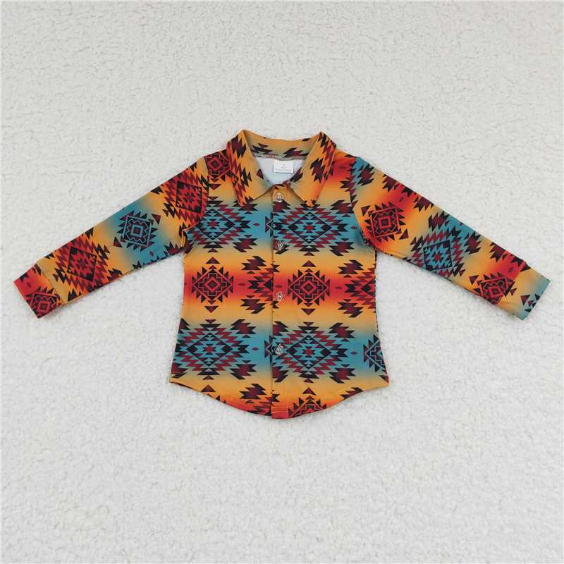 5.12western shirt boys long sleeve tops button kids cardigan