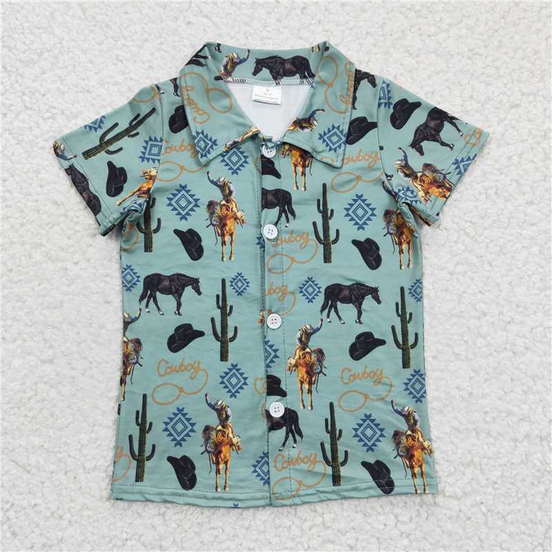 4.19west short sleeve shirt boys summer button top