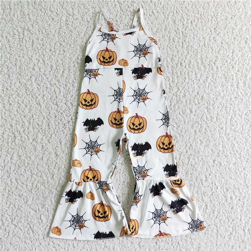 4.18white halloween pumpkin girls jumpsuits fashion bell