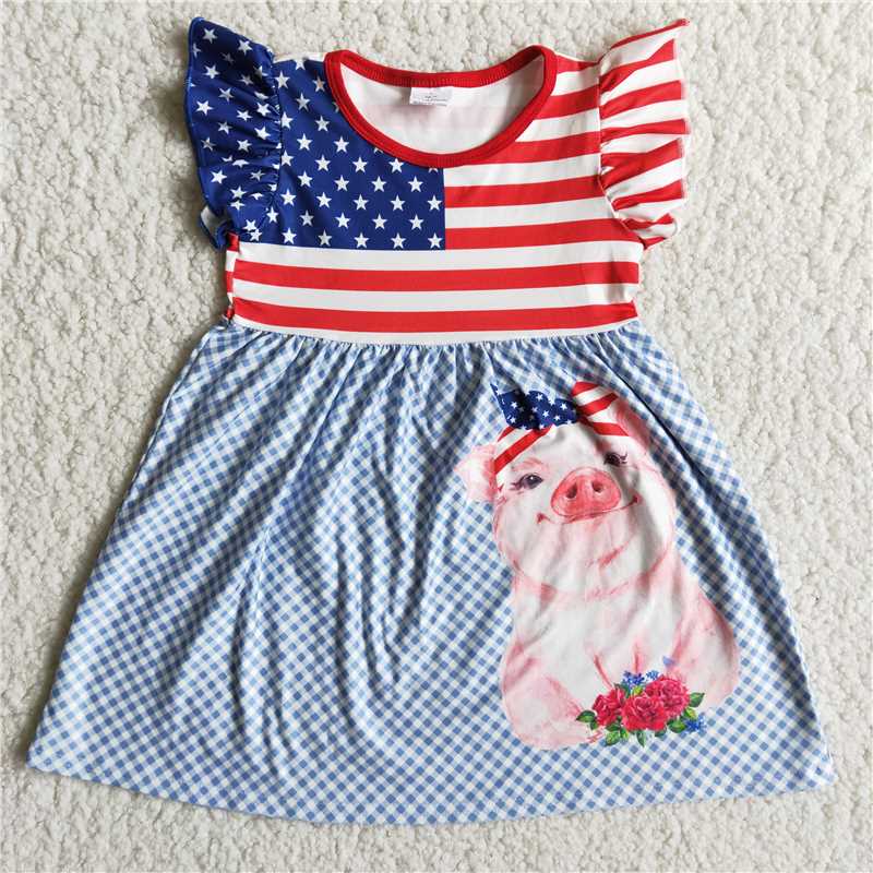JULY 4TH girls summer dress short sleeve PIG SKIRT