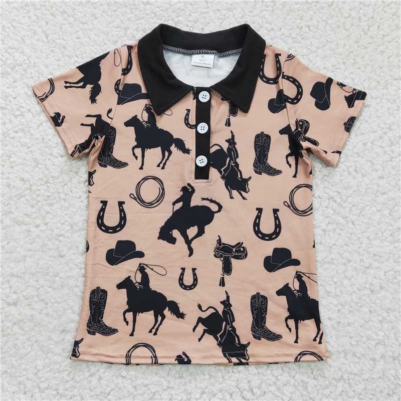 4.19west short sleeve shirt boys summer polo top
