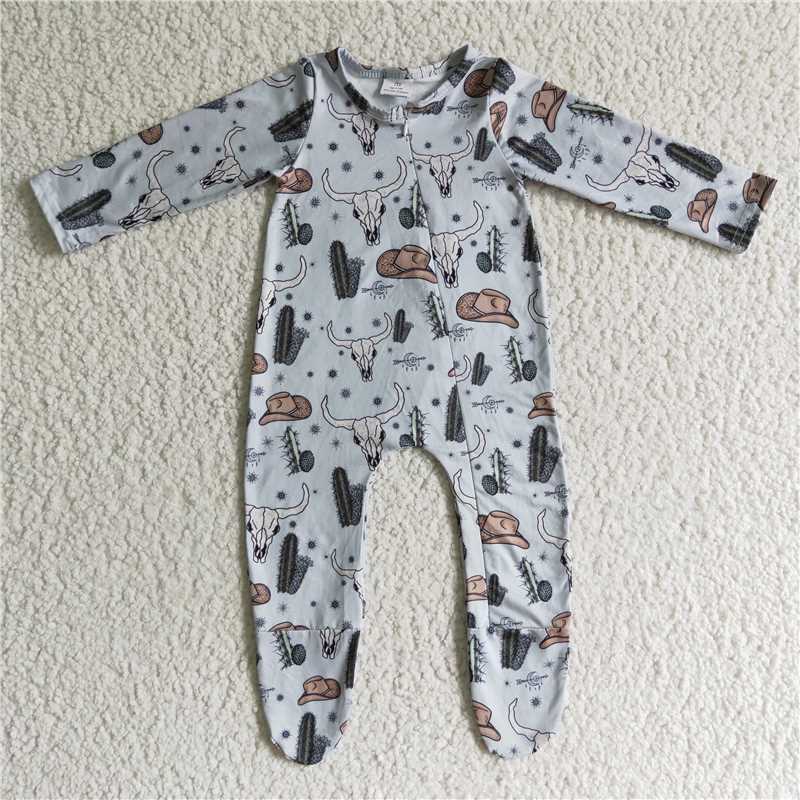 4.19Western 4.17Zip Sleeper romper with feet long sleeve jumpsuit