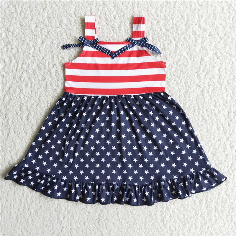JULY 4TH girls summer dress short sleeve STAR SKIRT