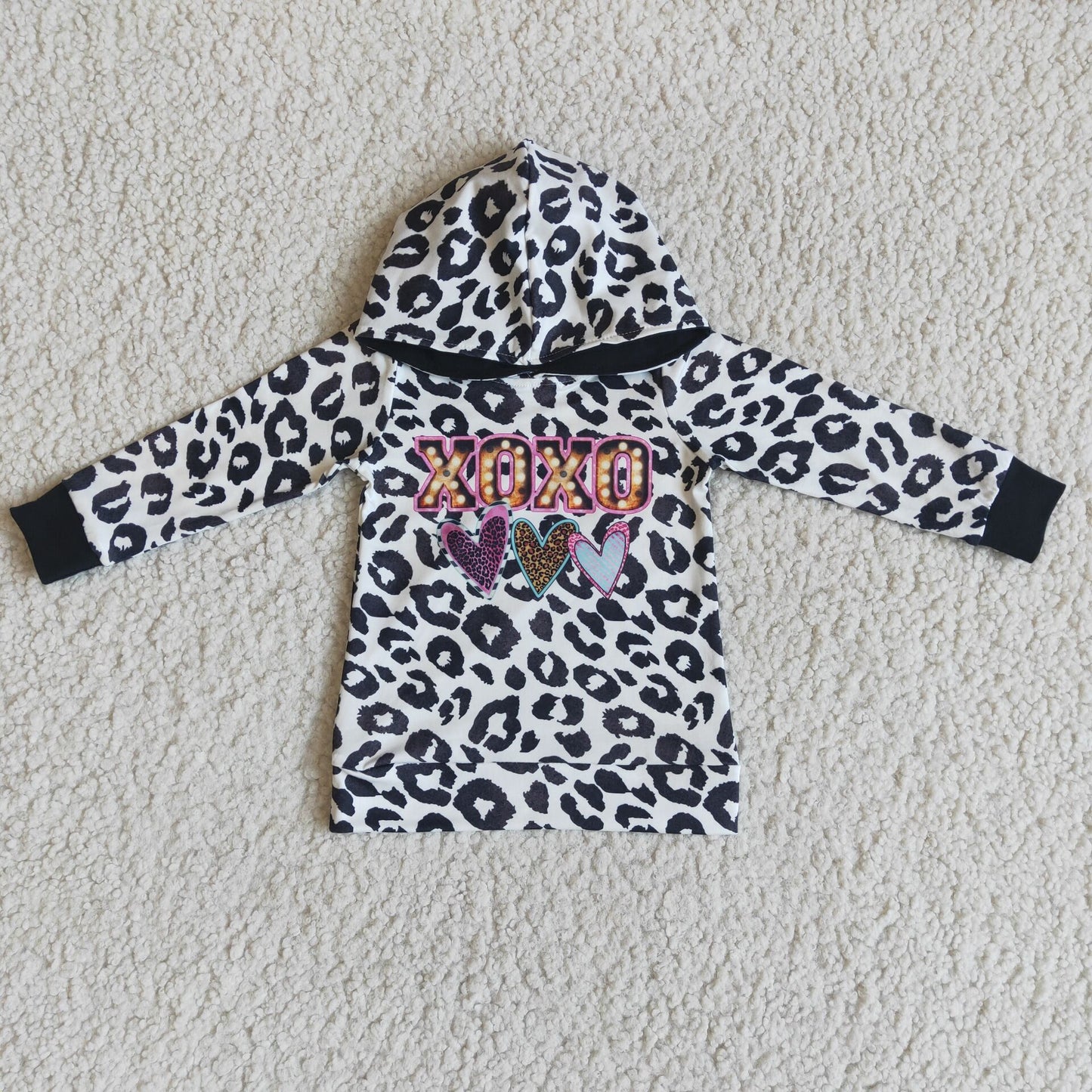 4.16xoxo Valentine's Day hoodie top kids clothes hooded top