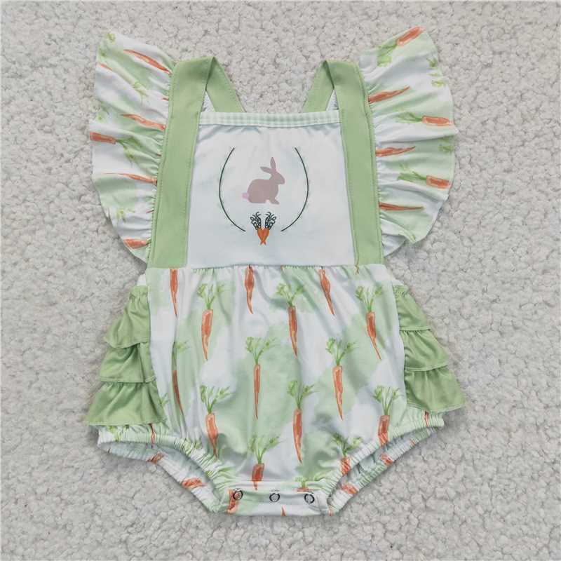 Carrots bunny romper rabbit bubbles girls easter jumpsuit