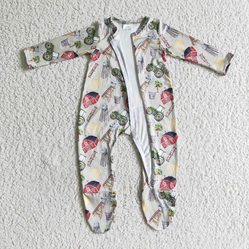 farm Zip Sleeper romper even feet long sleeve jumpsuit