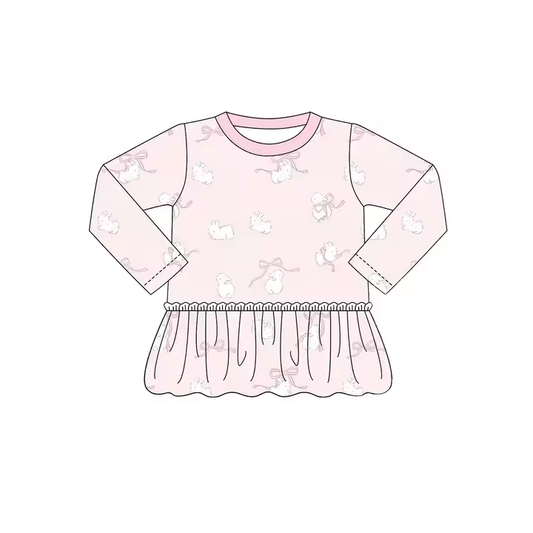 6.25 Girls Pink Long Sleeve Lace Top
