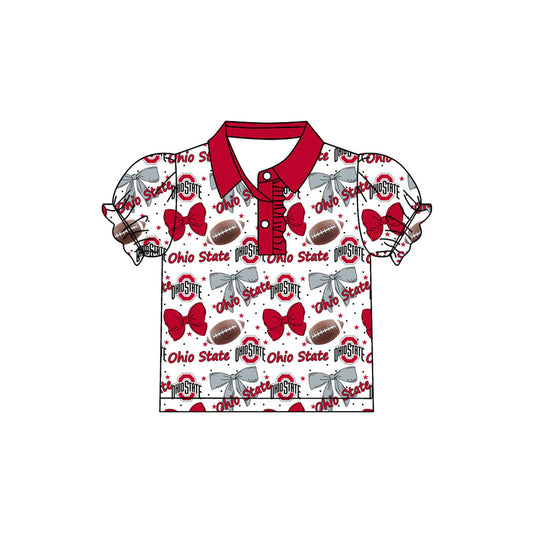 7.30Preorder(moq 5)Baby Girls Ohiostate Team Short Sleeve Tee Pullovers Polo Shirts Tops