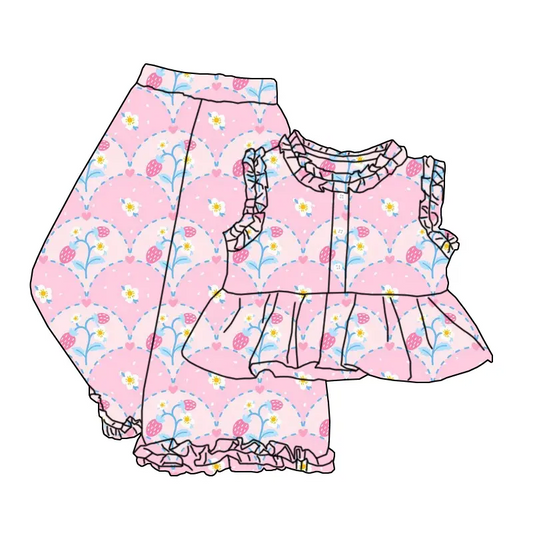 6.21 Strawberry Cake Short Sleeve Long Pants Set