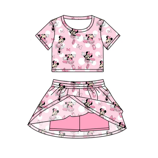 6.19 Mickey pink short-sleeved skirt suit