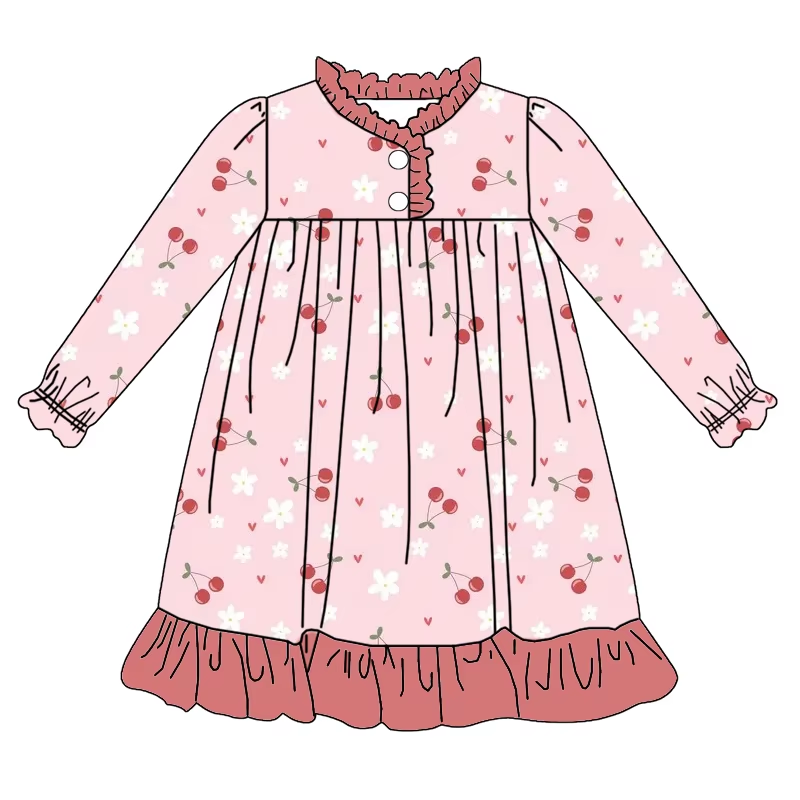6.17 Snowflake Button Long Sleeve Dress
