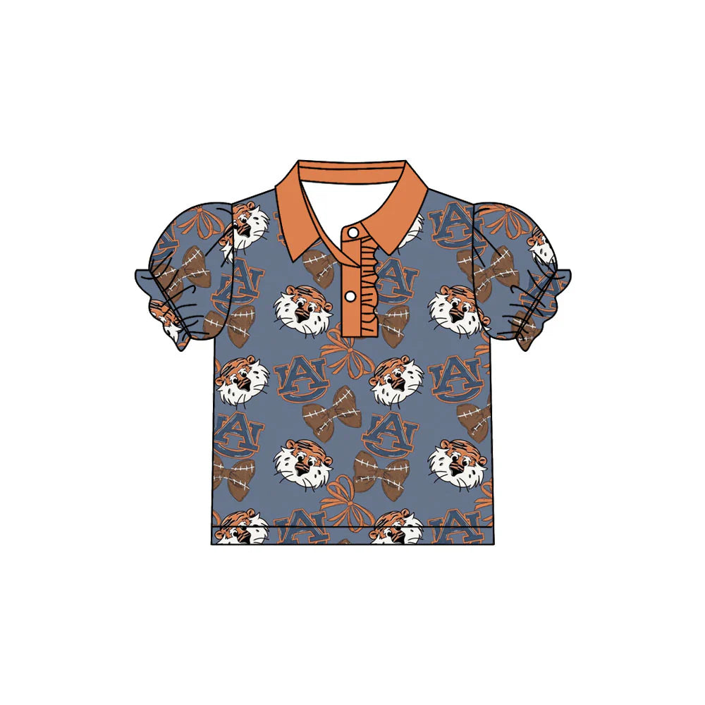 7.30Preorder(moq 5)Baby Girls AU Tiger Team Short Sleeve Tee Pullovers Polo Shirts Tops