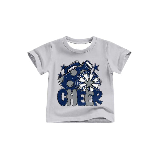 X8.14Baby Girls Blue Cheer Team Short Sleeve Tee Shirts Tops