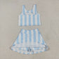 5.1  GSD2433 Light blue striped sleeveless pants skirt yoga set