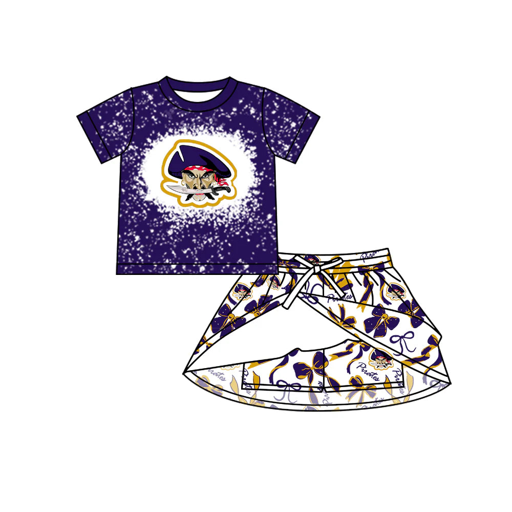 7.3Preorder (moq 5)Baby Girls Pirates Top Bows Skorts Team Clothes Sets