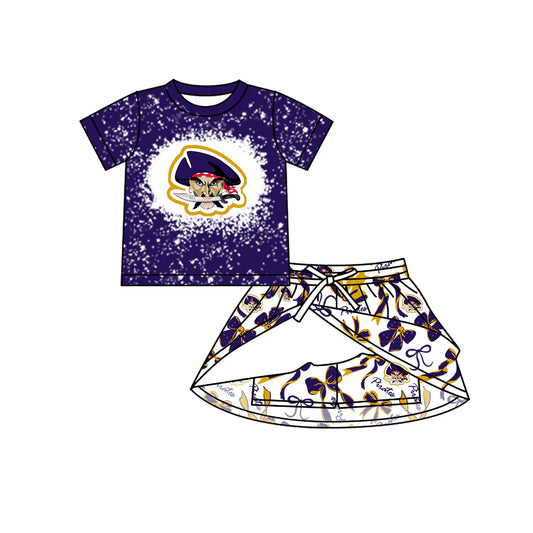7.3Preorder (moq 5)Baby Girls Pirates Top Bows Skorts Team Clothes Sets