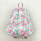 BA0100 Pink flower light blue backpack