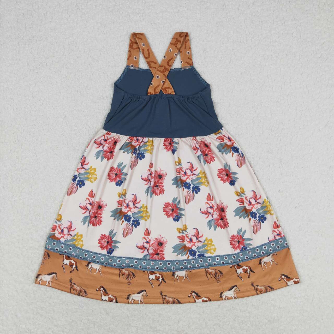 GSD1035 floral horse pattern suspender dress