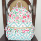 BA0100 Pink flower light blue backpack