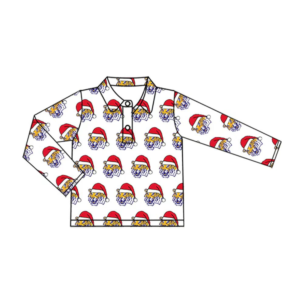 8.13Baby Kids LSU Tiger Team Christmas Buttons Pullovers Tops