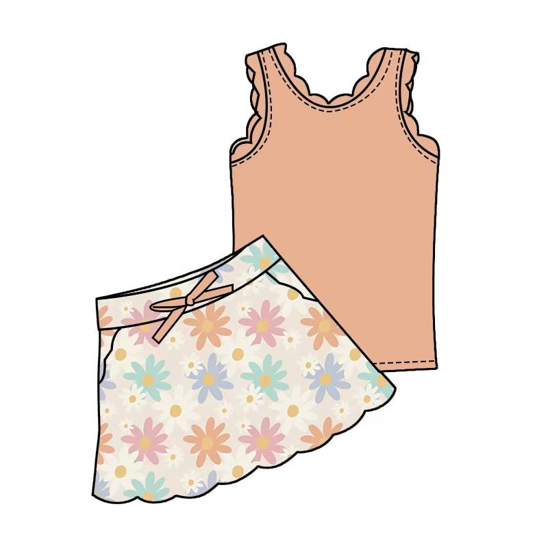 6.20 Orange Flower Culotte Set