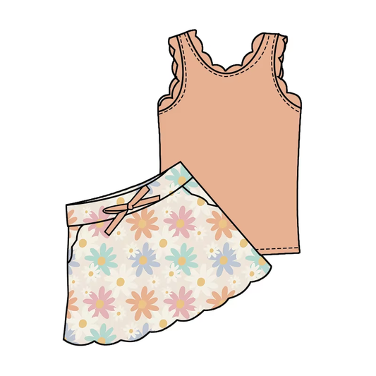 6.20 Orange Flower Culotte Set