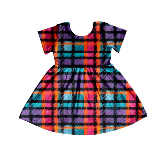 8.9Preorder (moq 5)Baby Girls Halloween Checkered Twirl Knee Length Dresses