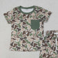 4.1 BSSO1792 Baby Boys Southern Green Deer Camo Pocket Top Shorts Hunting Clothes Sets