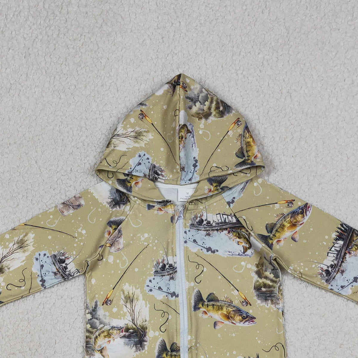 4.3 BT0346 Baby Boys Green Long Sleeve Fishing Hunting Zip Hoodie Jacket Top