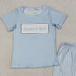 3.31 BSSO1876 Baby Mama's Boy Light Blue Shirt Top Stripe Shorts Clothes Set