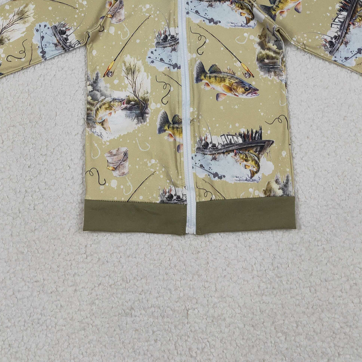 4.3 BT0346 Baby Boys Green Long Sleeve Fishing Hunting Zip Hoodie Jacket Top