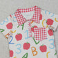 3.28 BSSO1913 Baby Boys Apples ABC Pocket Button Top Checked Shorts Back to School Sets