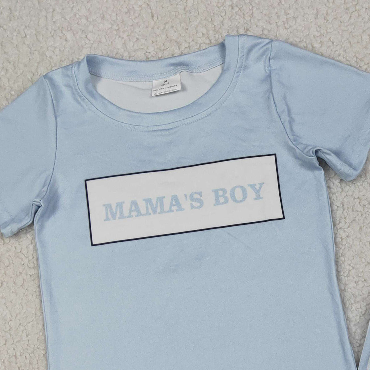 3.31 BSSO1876 Baby Mama's Boy Light Blue Shirt Top Stripe Shorts Clothes Set
