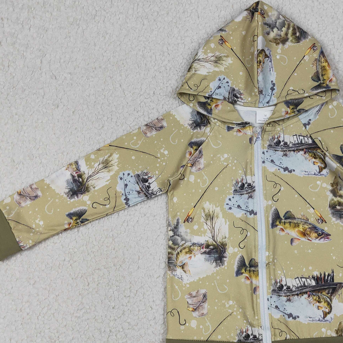 4.3 BT0346 Baby Boys Green Long Sleeve Fishing Hunting Zip Hoodie Jacket Top