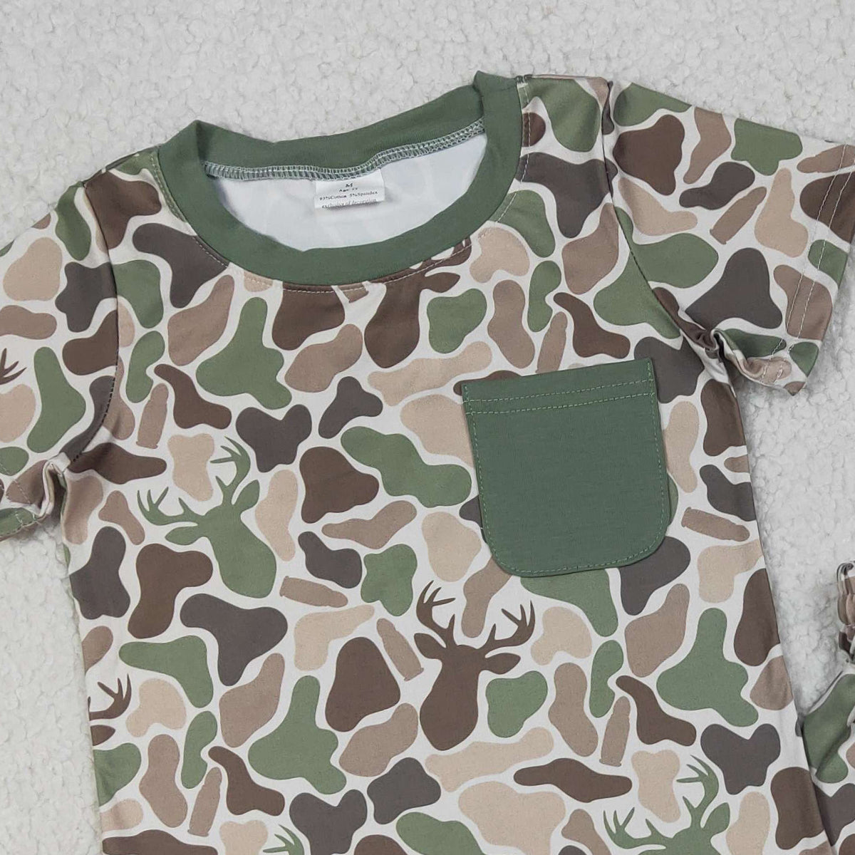 4.1 BSSO1792 Baby Boys Southern Green Deer Camo Pocket Top Shorts Hunting Clothes Sets