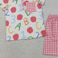 3.28 BSSO1913 Baby Boys Apples ABC Pocket Button Top Checked Shorts Back to School Sets