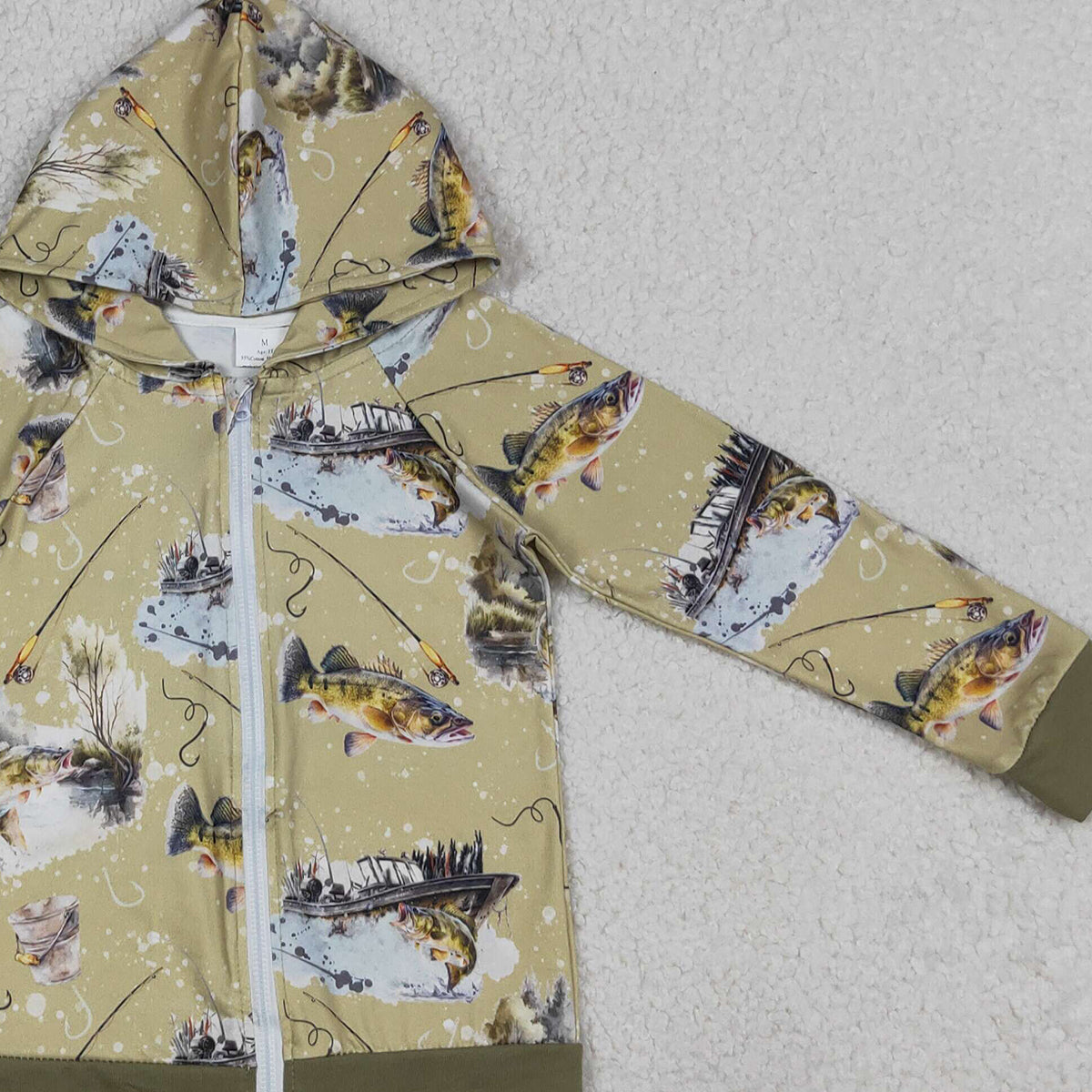 4.3 BT0346 Baby Boys Green Long Sleeve Fishing Hunting Zip Hoodie Jacket Top