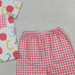 3.28 BSSO1913 Baby Boys Apples ABC Pocket Button Top Checked Shorts Back to School Sets
