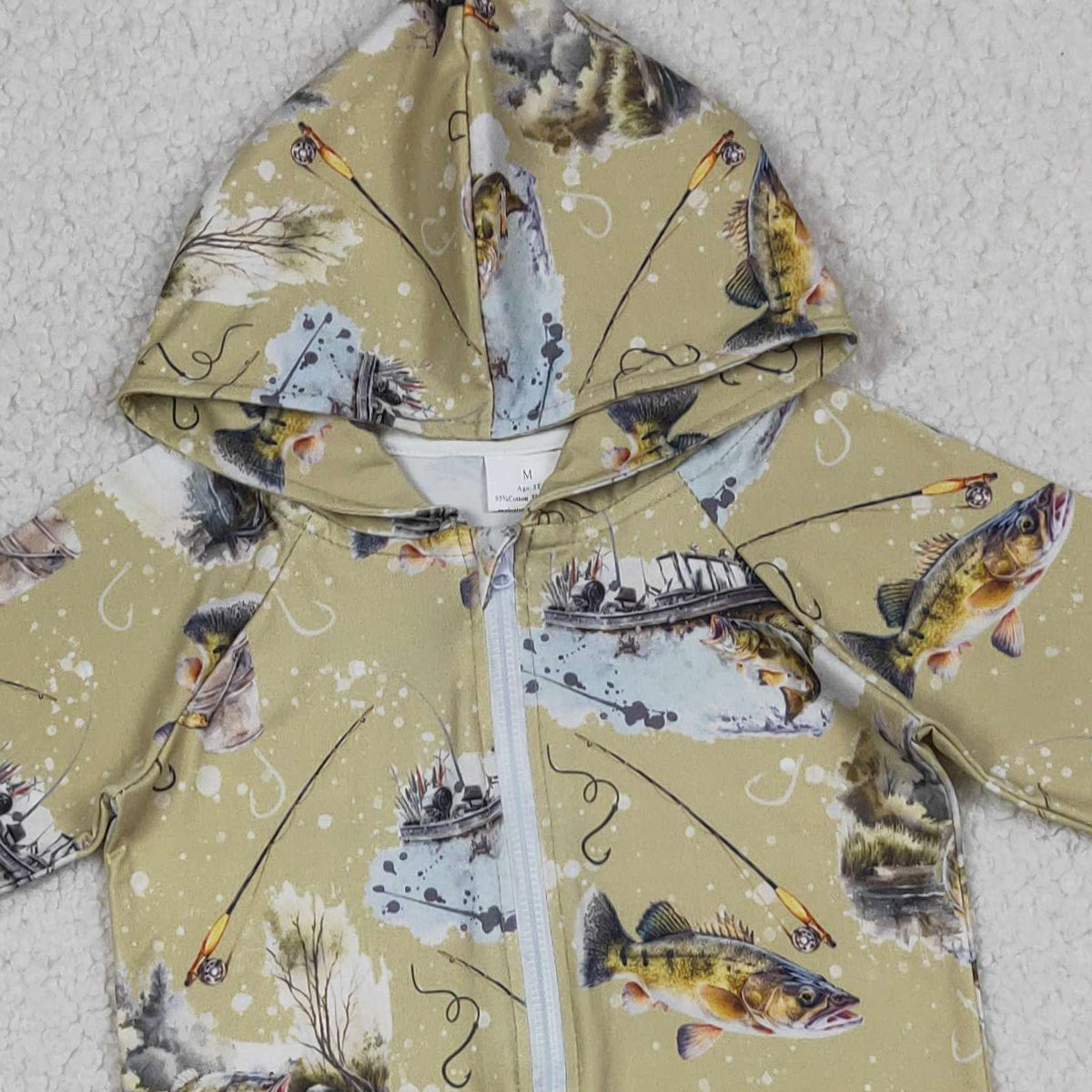 4.3 BT0346 Baby Boys Green Long Sleeve Fishing Hunting Zip Hoodie Jacket Top