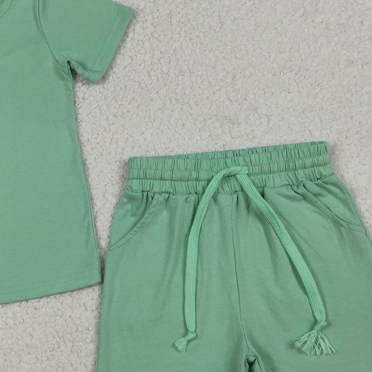 BSSO1886 Baby Boys Green Short Sleeve Shirts Top Pockets Shorts Clothes Sets