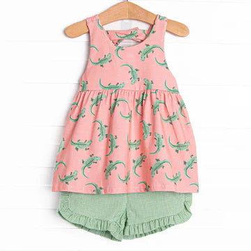 4.29 Crocodile short sleeve shorts suit