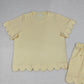 3.31 GSSO3203 Adult Women Yellow Shorts Sleeve Shirts Top Short Scallop Clothes Sets